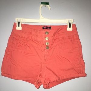 Charlotte Russe Peach High-Waisted Shorts